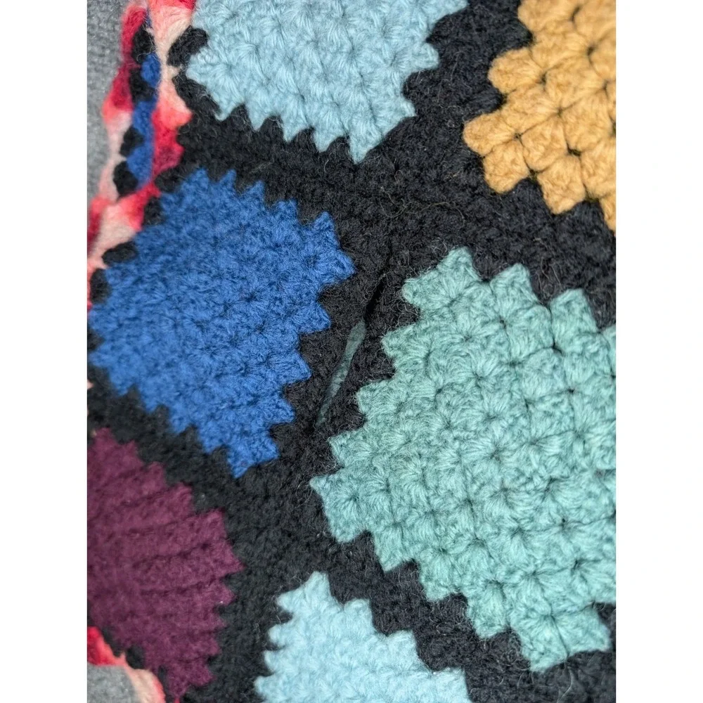 Handmade‎ Crochet Granny Square Bed/ Sofa Couch Runner 58x38 Multicolored READ